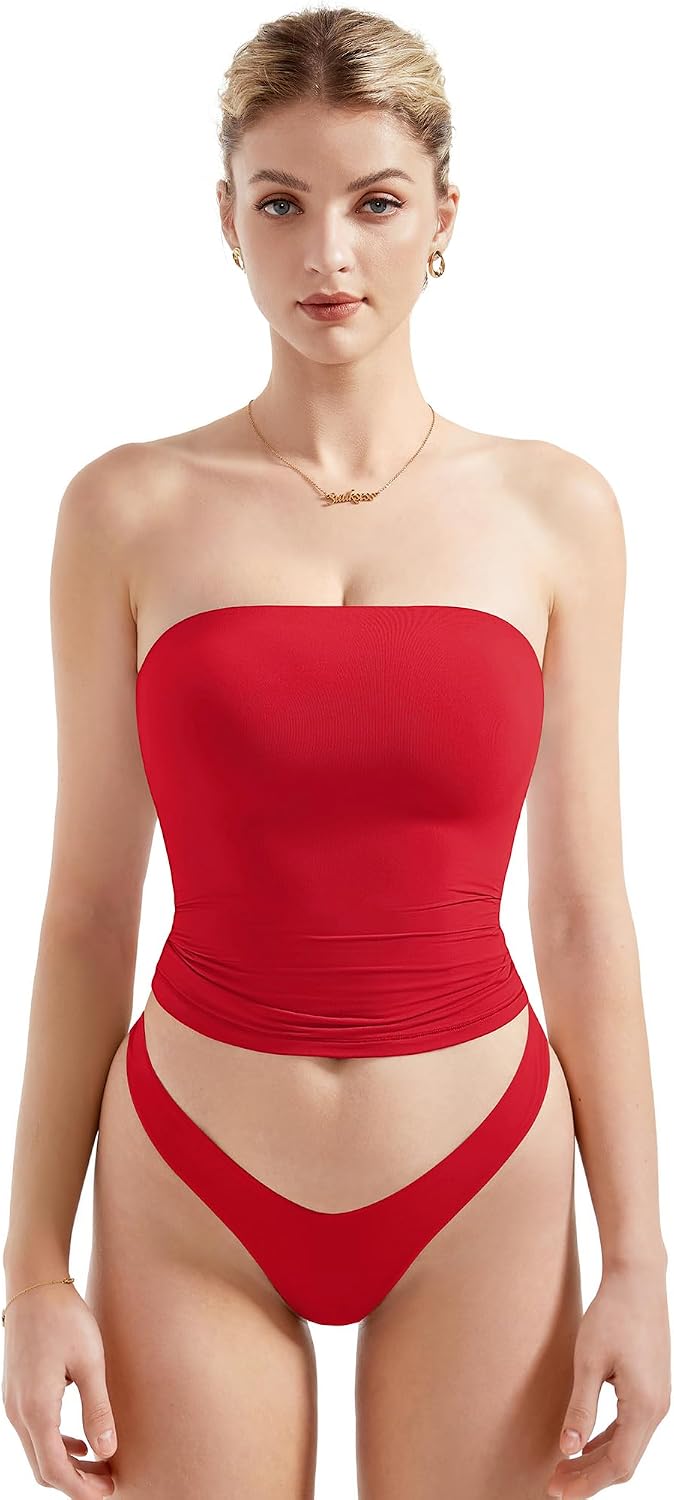 Women's Strapless Tube Top - Double Lined Stretch Knit, Fitted Bandeau for Summer Evenings Out - XX-Small