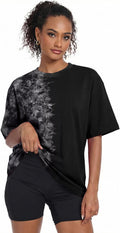 Women's Acid Wash Oversized T-Shirt - Baggy Boyfriend Cut, Cotton Short Sleeve Tee for Gym and Street Wear - Small