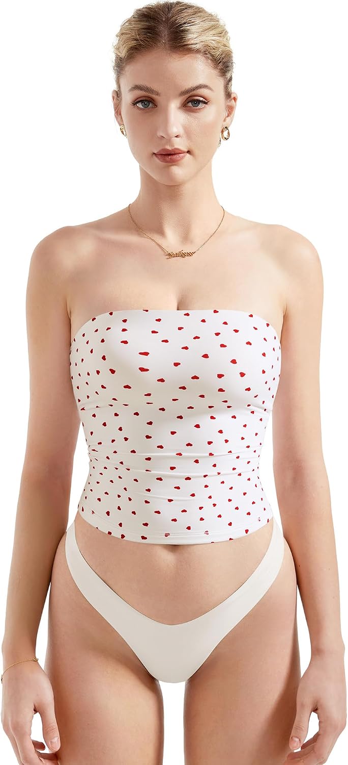 Women's Strapless Tube Top - Double Lined Stretch Knit, Fitted Bandeau for Summer Evenings Out - Medium