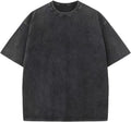 Unisex Oversized Cotton T-Shirt - Short Sleeve, Washed Solid Colours, Loose Basic Tee for Everyday Wear - Large