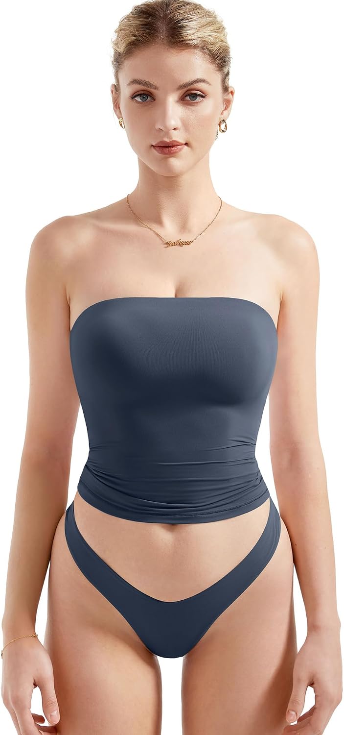 Women's Strapless Tube Top - Double Lined Stretch Knit, Fitted Bandeau for Summer Evenings Out - Small (20)