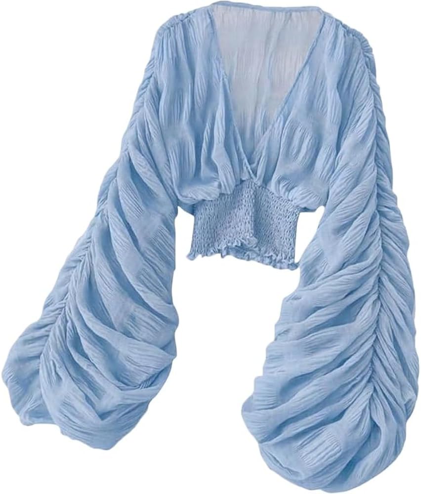 Women's Bell Sleeve Lace Blouse - Flared Cuffs, One Size Dressy Evening Top for Parties and Dinners - One Size