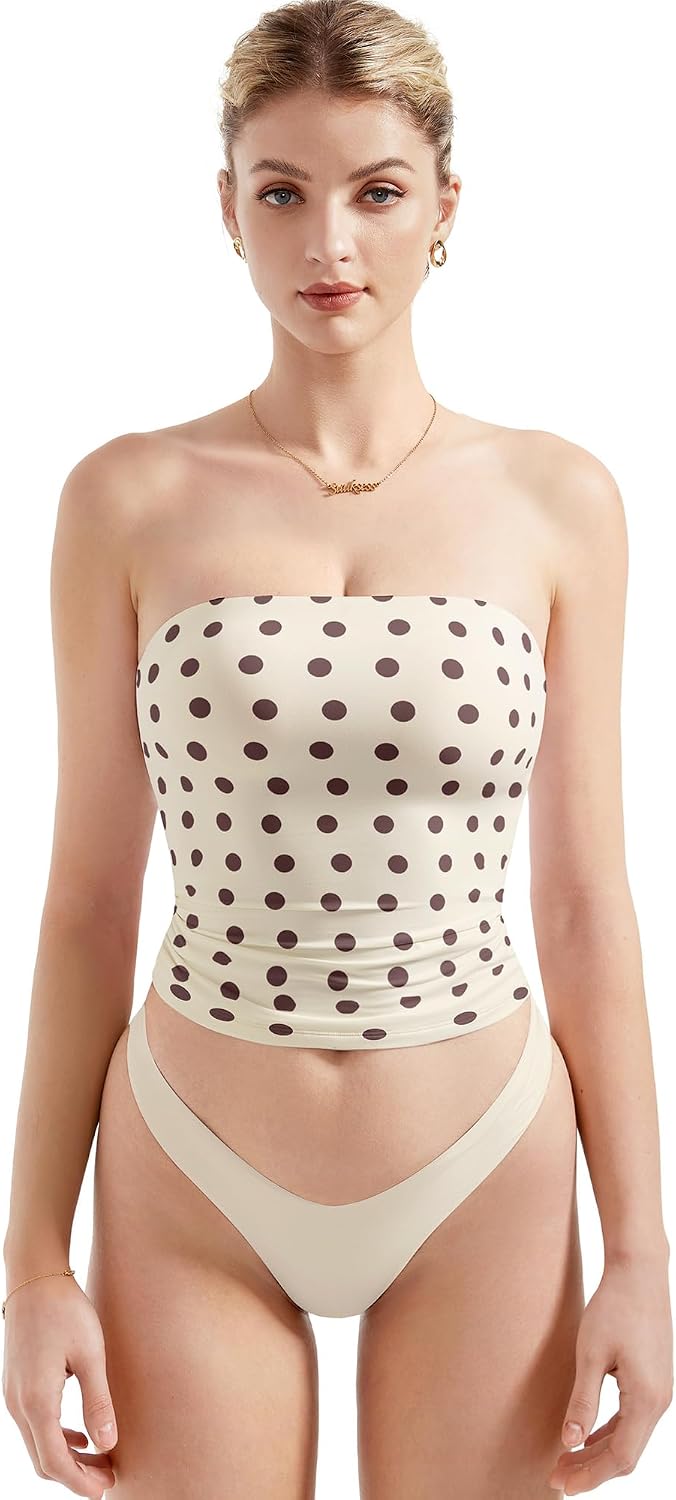 Women's Strapless Tube Top - Double Lined Stretch Knit, Fitted Bandeau for Summer Evenings Out - XX-Small