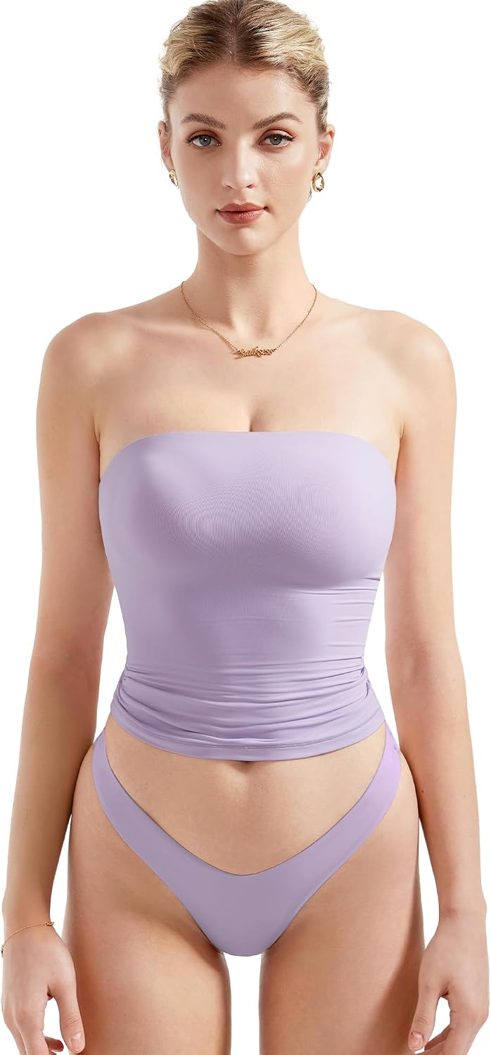 Women's Strapless Tube Top - Double Lined Stretch Knit, Fitted Bandeau for Summer Evenings Out - Small
