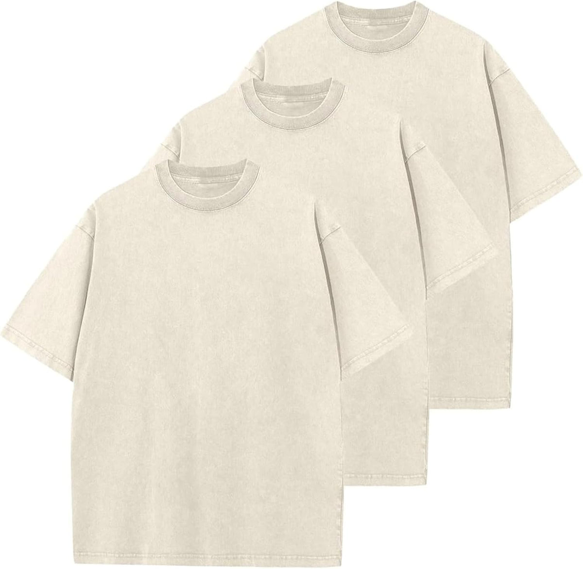 Unisex Oversized Cotton T-Shirt - Short Sleeve, Washed Solid Colours, Loose Basic Tee for Everyday Wear - Large (25)
