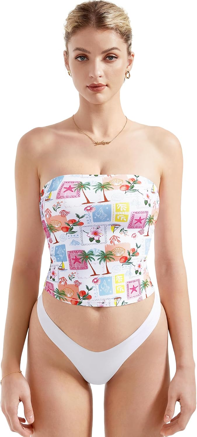 Women's Strapless Tube Top - Double Lined Stretch Knit, Fitted Bandeau for Summer Evenings Out - XX-Small