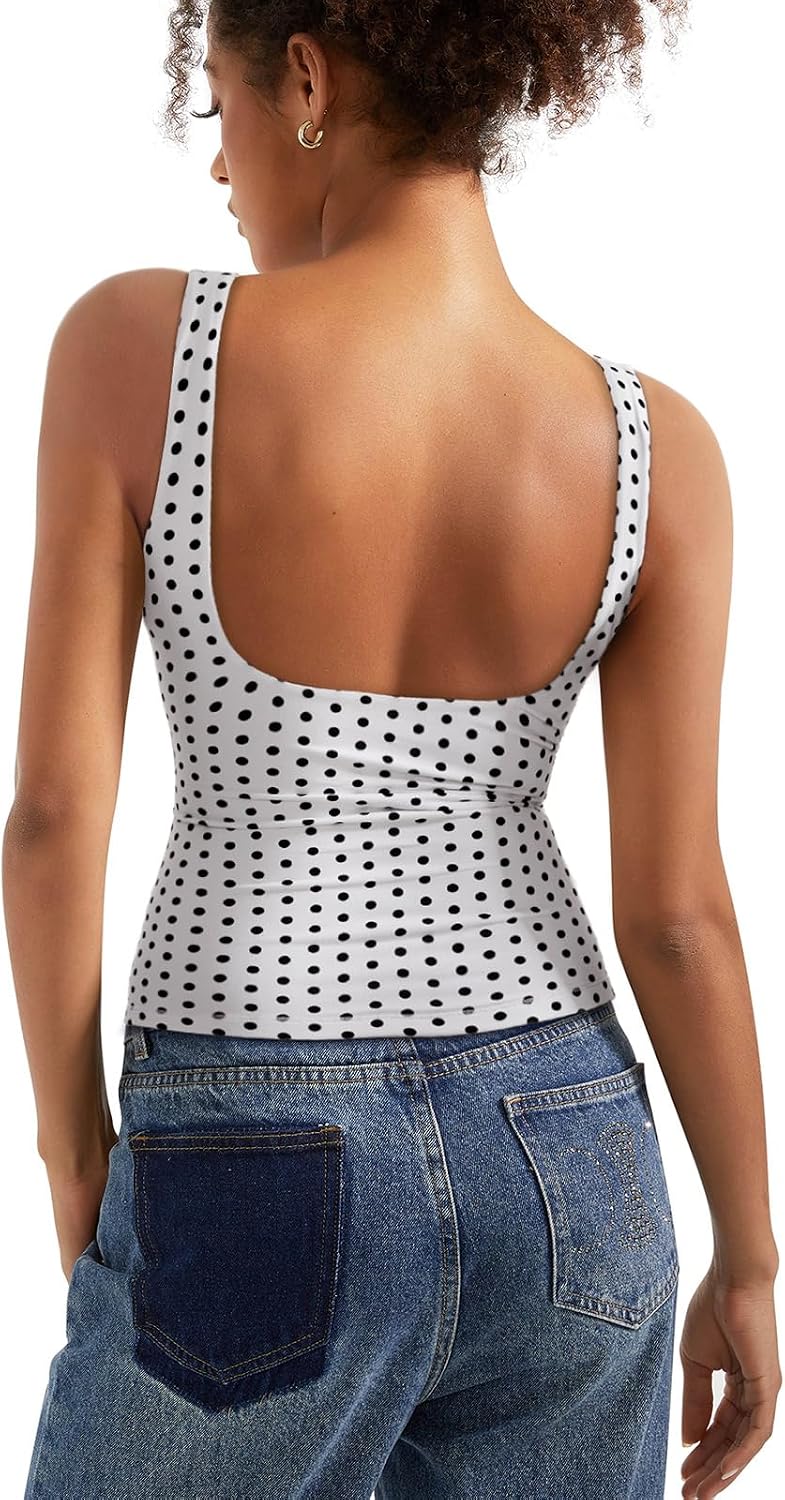 Women's Boat Neck Tank Top - Removable Padded Bra, Open Back, Double Lined Quick Dry Knit for Summer - Small