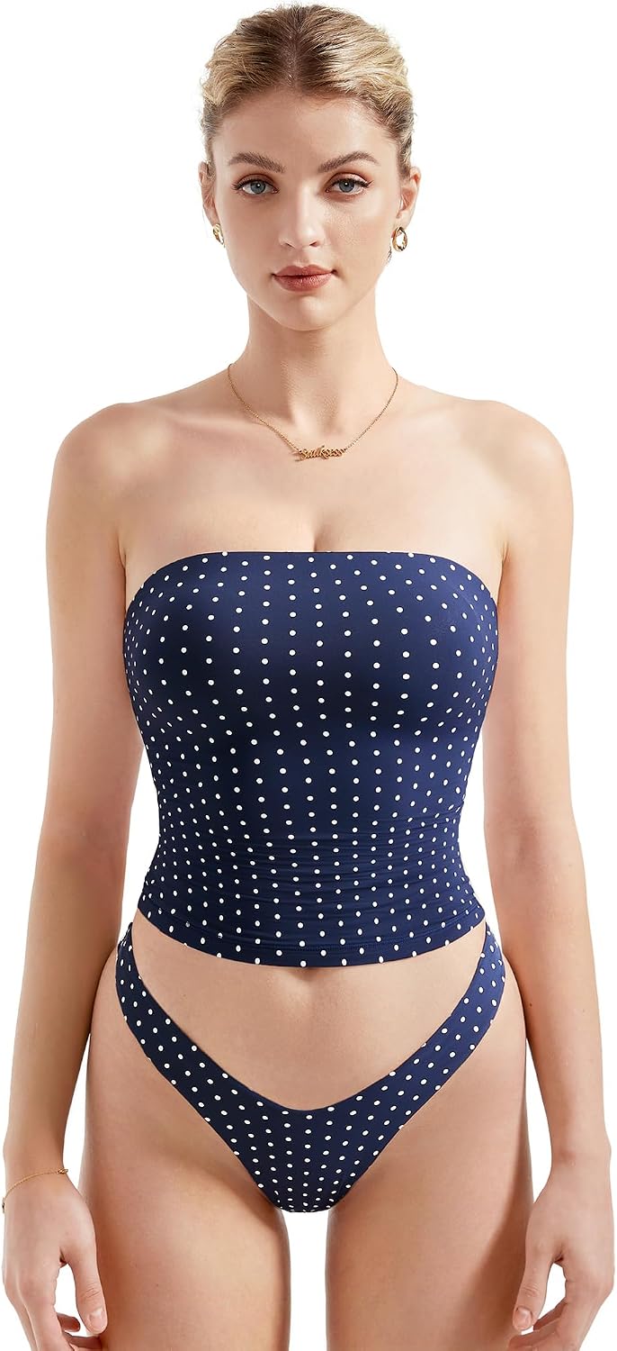 Women's Strapless Tube Top - Double Lined Stretch Knit, Fitted Bandeau for Summer Evenings Out - Large