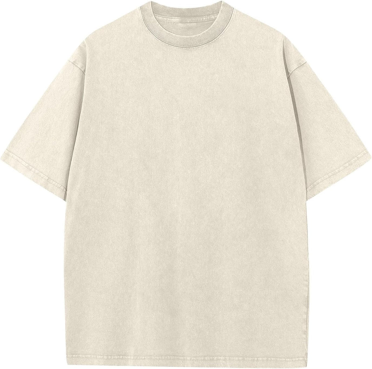 Unisex Oversized Cotton T-Shirt - Short Sleeve, Washed Solid Colours, Loose Basic Tee for Everyday Wear - Medium
