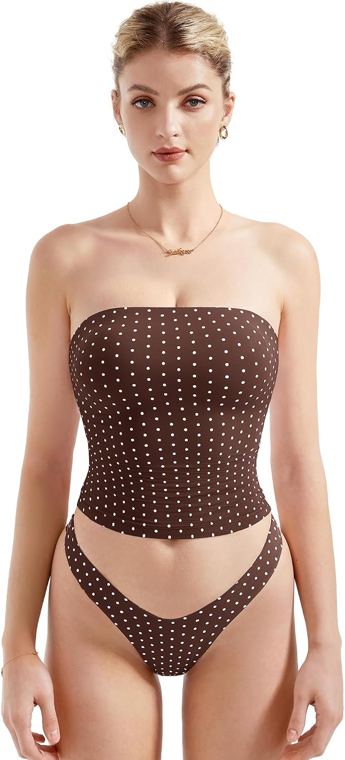 Women's Strapless Tube Top - Double Lined Stretch Knit, Fitted Bandeau for Summer Evenings Out - Medium