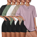 Women's Oversized Crew Neck T-Shirts 5 Pack - Short Sleeve, Baggy Loose Fit, Sizes to 3XL for Summer Wear - 1 Black 1 Wh