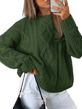 Women's Oversized Cable Knit Sweater - Chunky Knit Texture, Drop Shoulders, Pullover for Fall Layering - Small