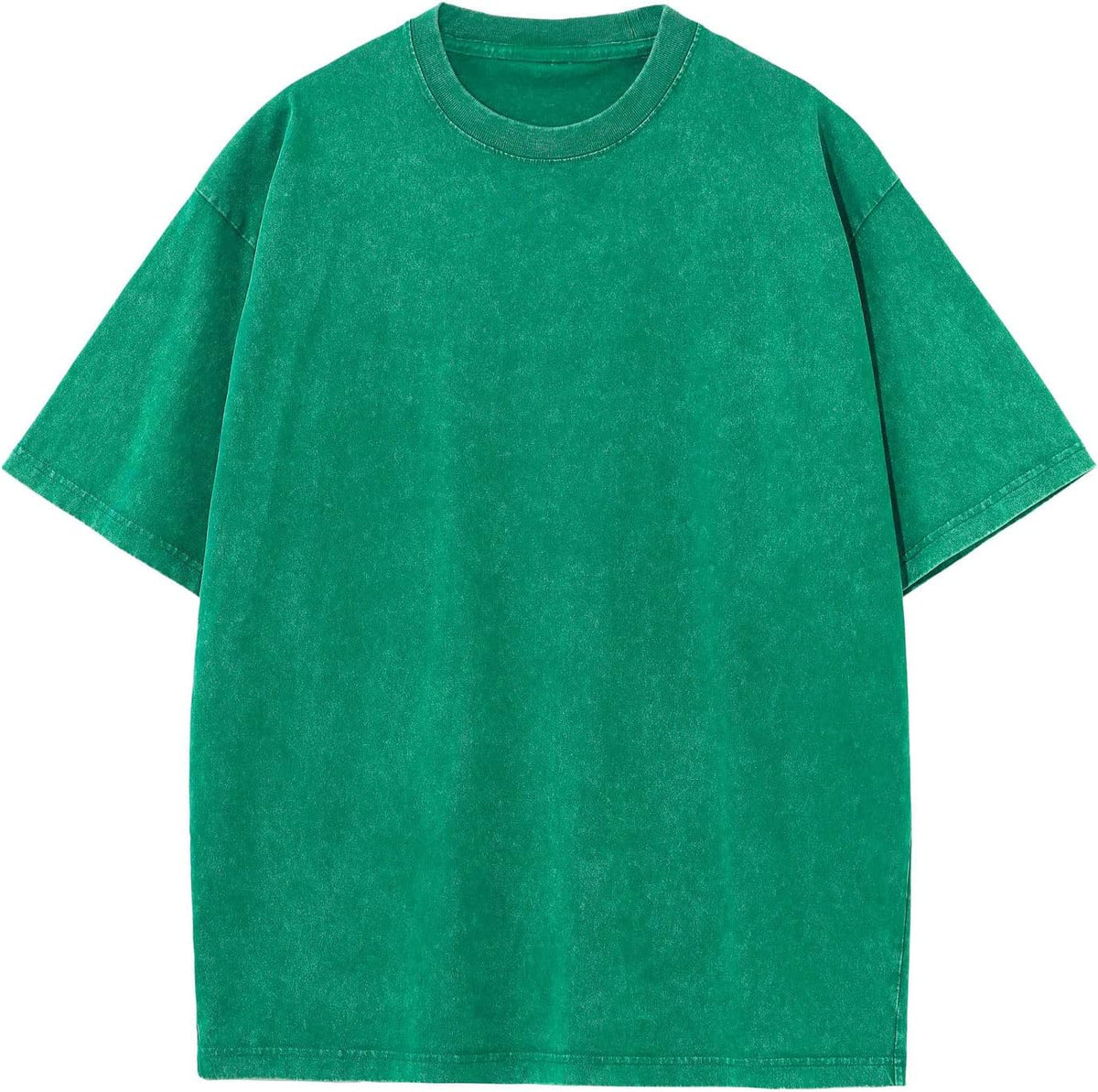 Unisex Oversized Cotton T-Shirt - Short Sleeve, Washed Solid Colours, Loose Basic Tee for Everyday Wear - Medium