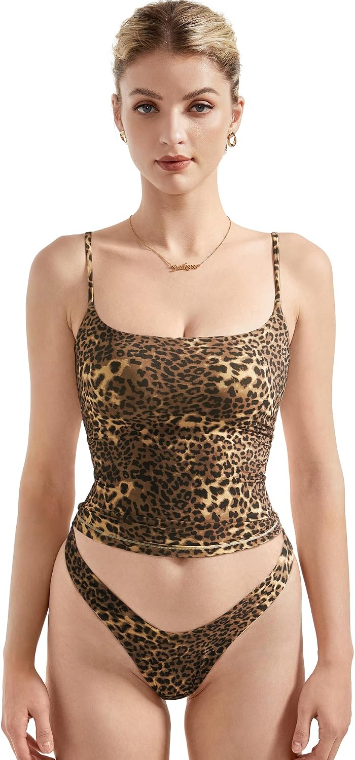 Women's Square Neck Cami Tank Top - Double Lined Fabric, Fitted Cut, Sleeveless Basic for Going Out - Small