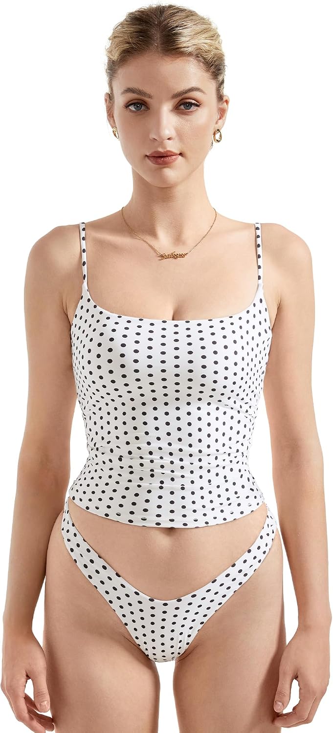 Women's Square Neck Cami Tank Top - Double Lined Fabric, Fitted Cut, Sleeveless Basic for Going Out - Small (19)