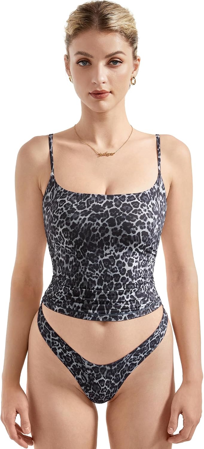 Women's Square Neck Cami Tank Top - Double Lined Fabric, Fitted Cut, Sleeveless Basic for Going Out - Small