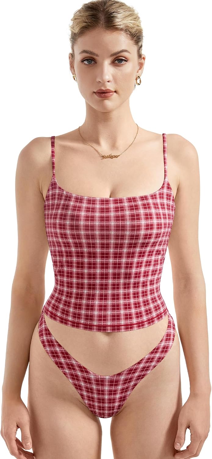 Women's Square Neck Cami Tank Top - Double Lined Fabric, Fitted Cut, Sleeveless Basic for Going Out - Large