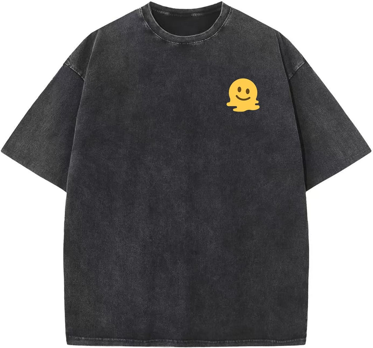 Unisex Oversized Cotton T-Shirt - Short Sleeve, Washed Solid Colours, Loose Basic Tee for Everyday Wear - Large (30)