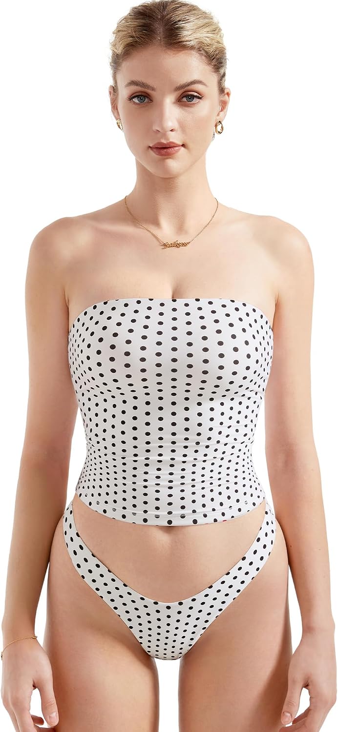 Women's Strapless Tube Top - Double Lined Stretch Knit, Fitted Bandeau for Summer Evenings Out - Large