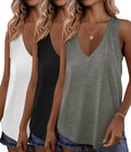 Women's V Neck Tank Tops 3 Pack - Flowy Loose Fit, Lightweight Sleeveless Shirts in Sizes XS to 3XL - Small