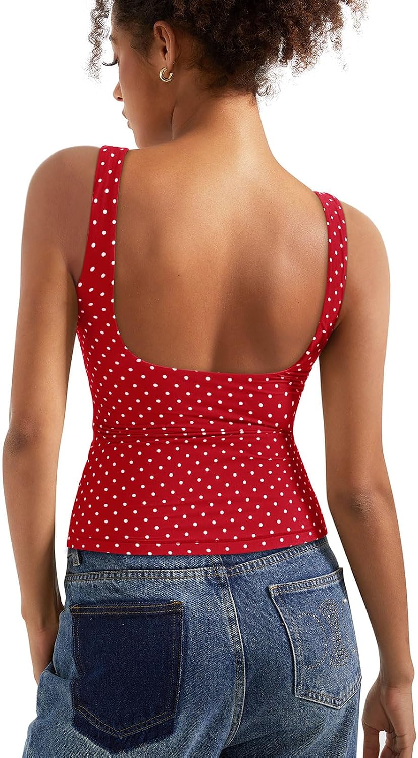 Women's Boat Neck Tank Top - Removable Padded Bra, Open Back, Double Lined Quick Dry Knit for Summer - Medium