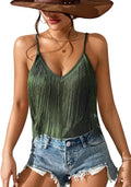 Women's Western Fringe Tank Top - Sleeveless, Tassel Hem, Country Concert and Rodeo Top for Festival Nights - Small