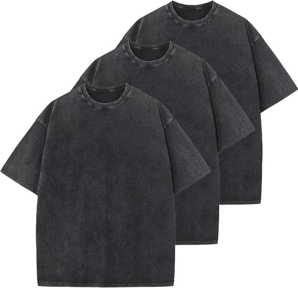 Unisex Oversized Cotton T-Shirt - Short Sleeve, Washed Solid Colours, Loose Basic Tee for Everyday Wear - Medium