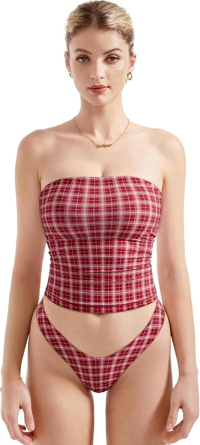 Women's Strapless Tube Top - Double Lined Stretch Knit, Fitted Bandeau for Summer Evenings Out - Small (18)