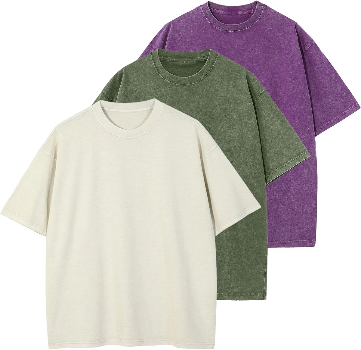 Unisex Oversized Cotton T-Shirt - Short Sleeve, Washed Solid Colours, Loose Basic Tee for Everyday Wear - Small
