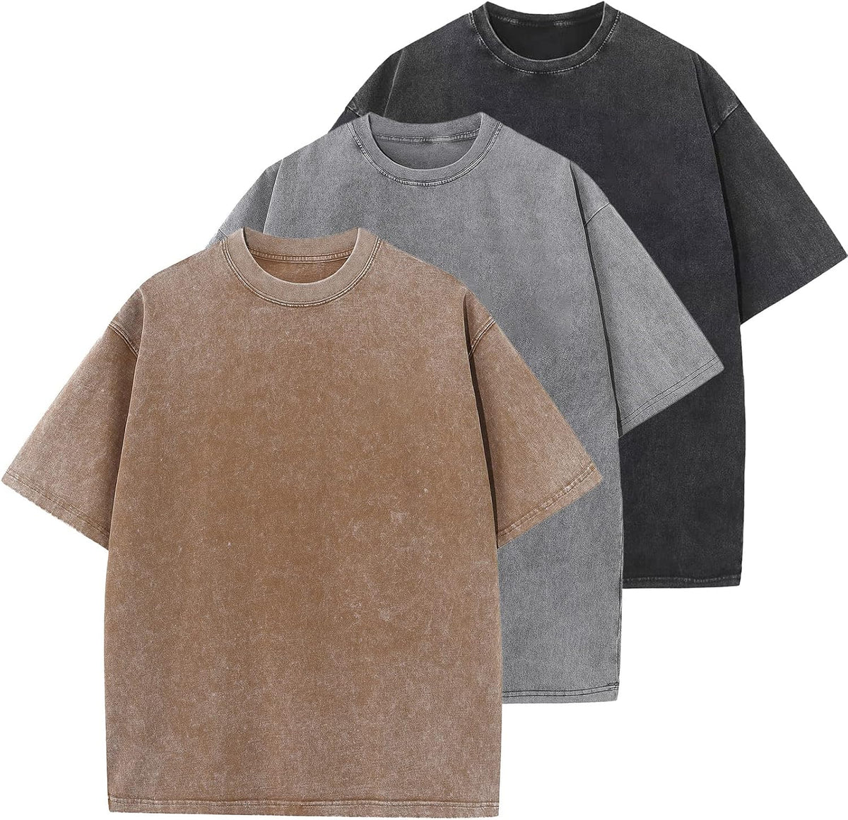 Unisex Oversized Cotton T-Shirt - Short Sleeve, Washed Solid Colours, Loose Basic Tee for Everyday Wear - Small