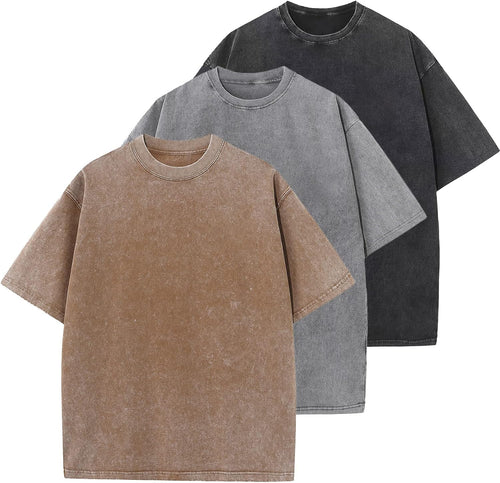 Unisex Oversized Cotton T-Shirt - Short Sleeve, Washed Solid Colours, Loose Basic Tee for Everyday Wear - Small