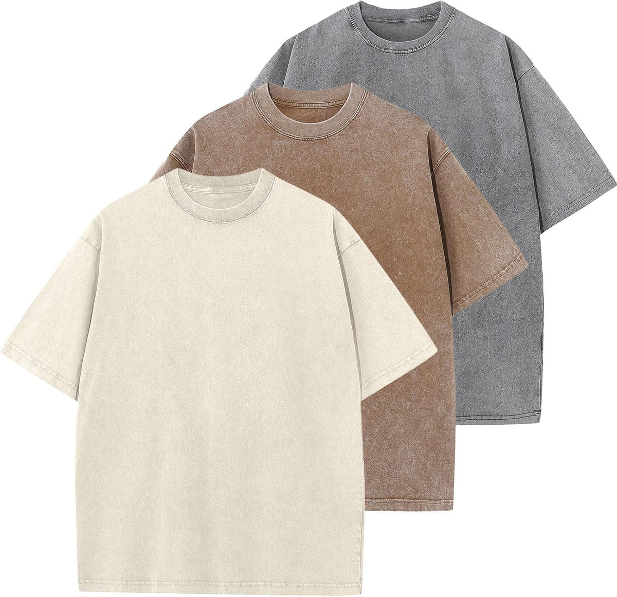 Unisex Oversized Cotton T-Shirt - Short Sleeve, Washed Solid Colours, Loose Basic Tee for Everyday Wear - Small