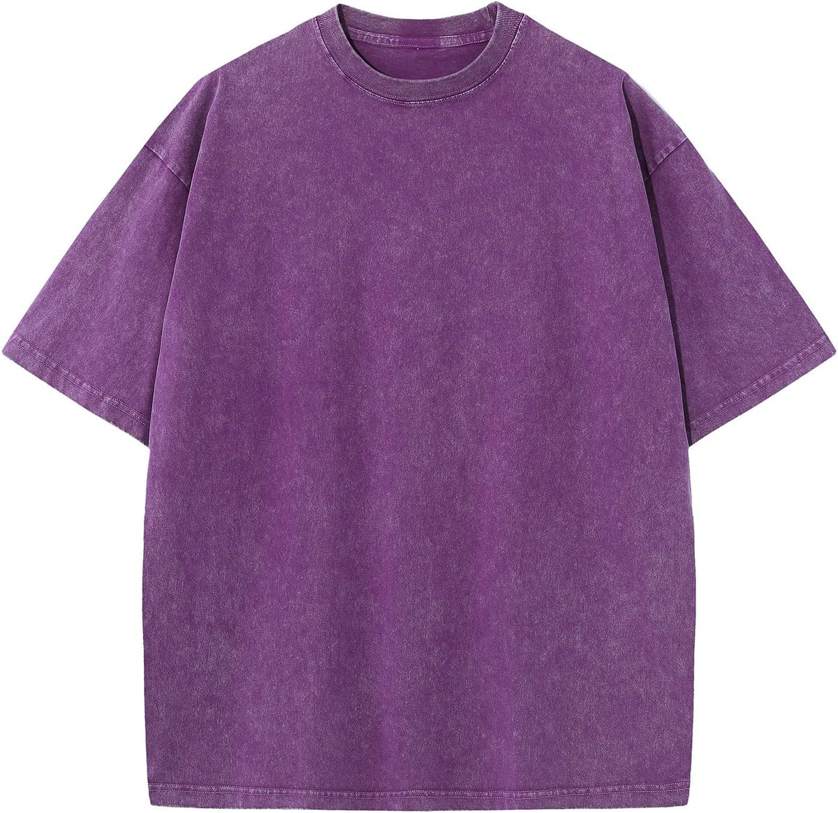 Unisex Oversized Cotton T-Shirt - Short Sleeve, Washed Solid Colours, Loose Basic Tee for Everyday Wear - Large (27)