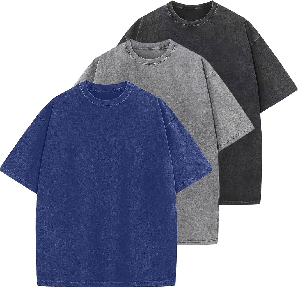 Unisex Oversized Cotton T-Shirt - Short Sleeve, Washed Solid Colours, Loose Basic Tee for Everyday Wear - Large (29)