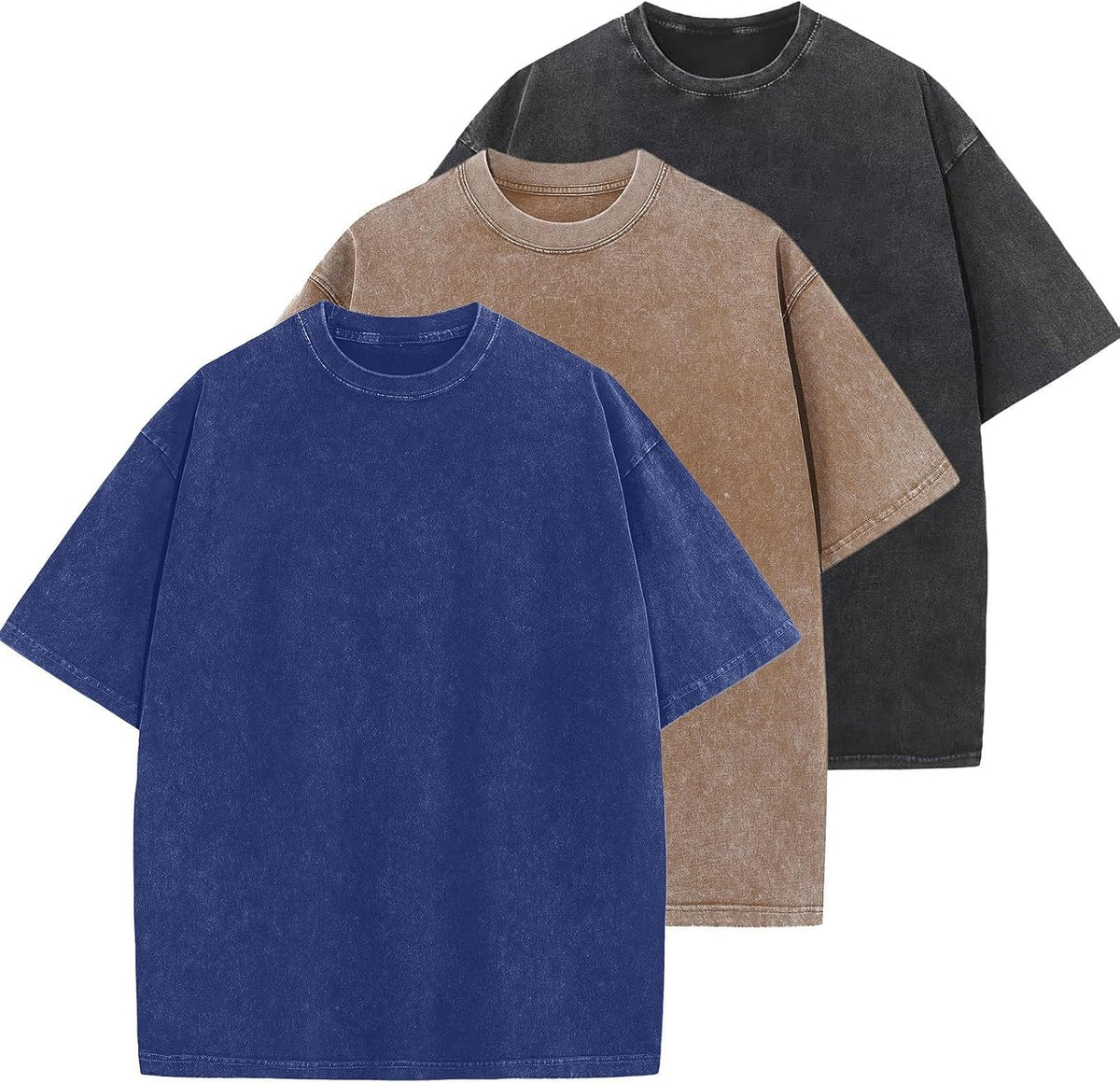 Unisex Oversized Cotton T-Shirt - Short Sleeve, Washed Solid Colours, Loose Basic Tee for Everyday Wear - Medium