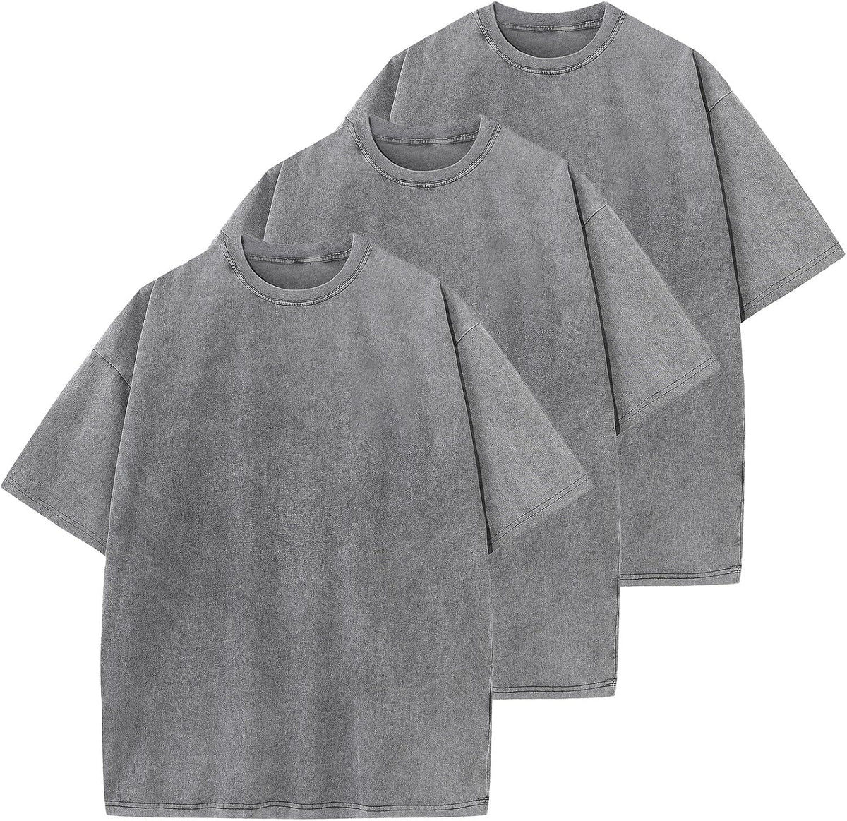 Unisex Oversized Cotton T-Shirt - Short Sleeve, Washed Solid Colours, Loose Basic Tee for Everyday Wear - Large (28)