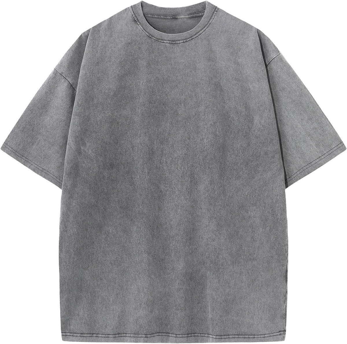 Unisex Oversized Cotton T-Shirt - Short Sleeve, Washed Solid Colours, Loose Basic Tee for Everyday Wear - Large