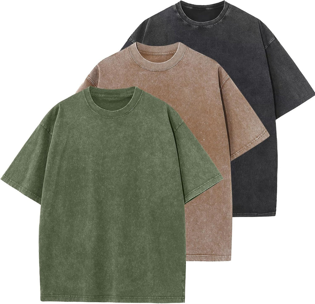 Unisex Oversized Cotton T-Shirt - Short Sleeve, Washed Solid Colours, Loose Basic Tee for Everyday Wear - Small