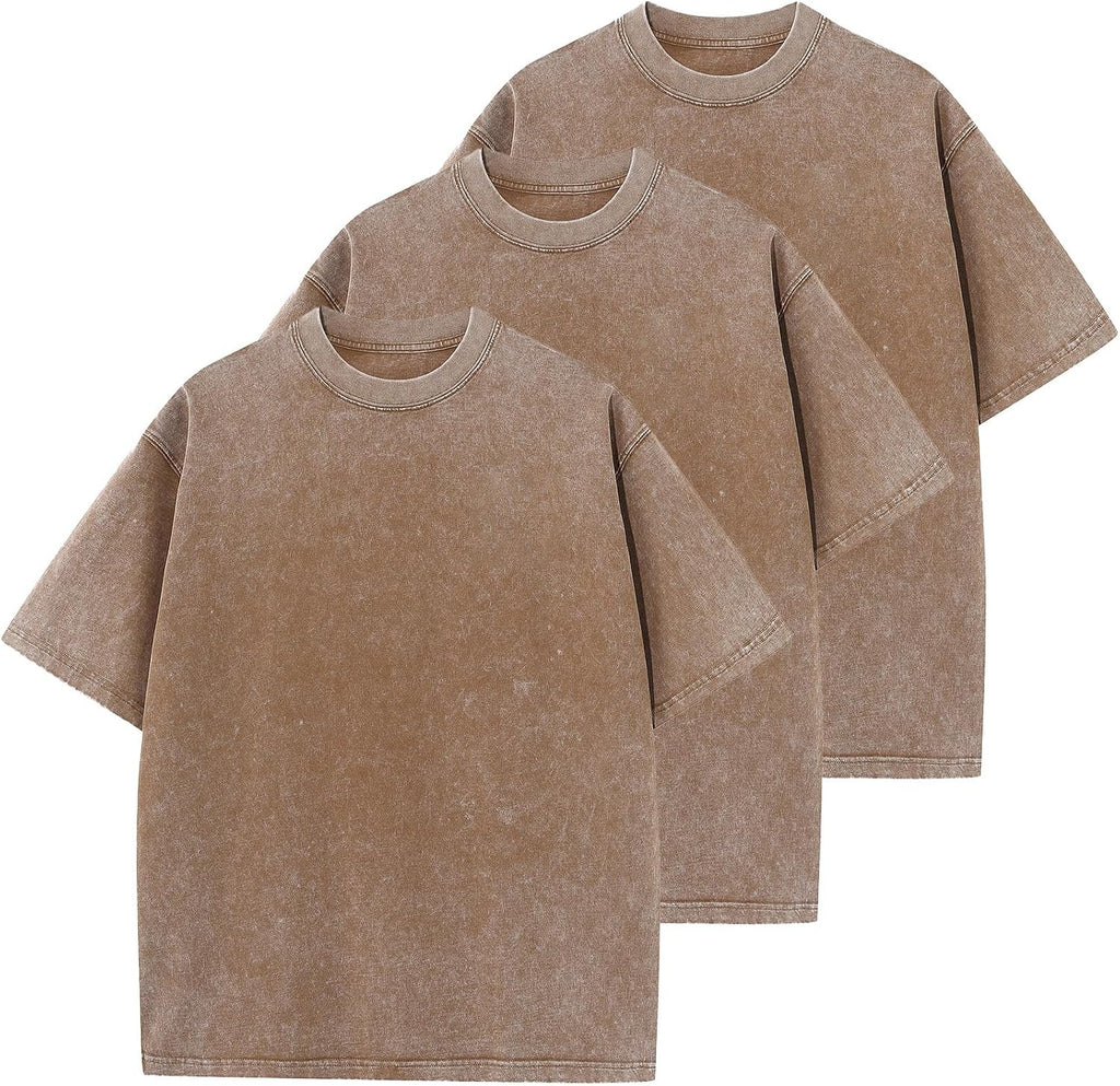 Unisex Oversized Cotton T-Shirt - Short Sleeve, Washed Solid Colours, Loose Basic Tee for Everyday Wear - Large