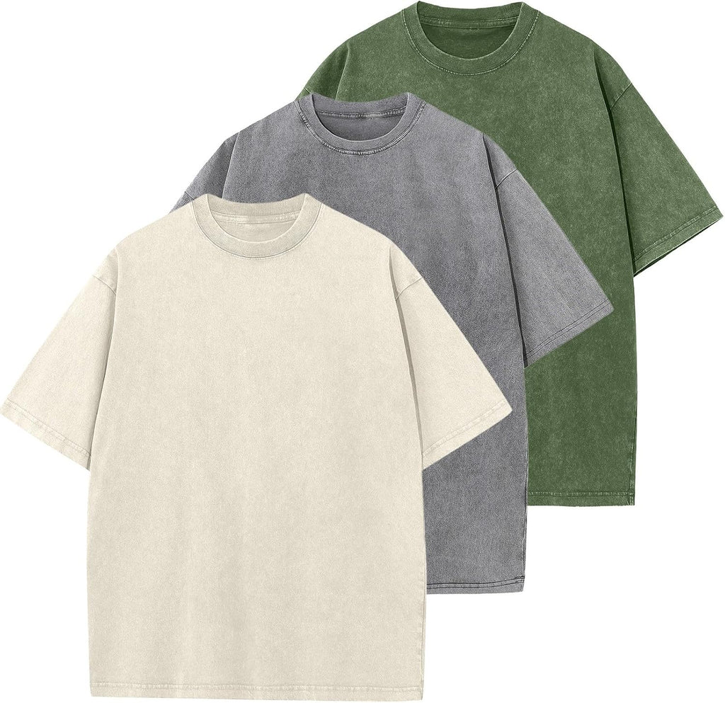 Unisex Oversized Cotton T-Shirt - Short Sleeve, Washed Solid Colours, Loose Basic Tee for Everyday Wear - Small